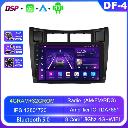 for Toyota Yaris 2005-2012 Stereo CarPlay Car Radio Multimedia Player Screen GPS