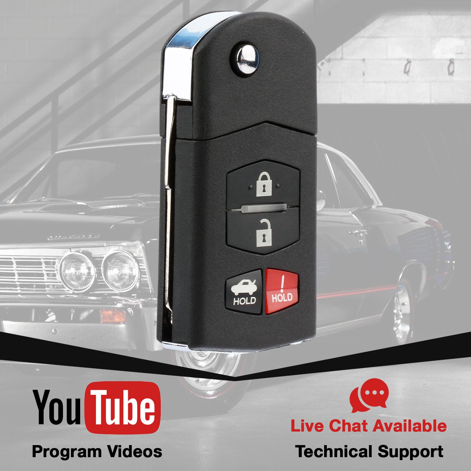 2-Pack 2010 2011 2012 2013 for Mazda 3 Keyless Car Flip-Top Remote Key Chain Transmitter