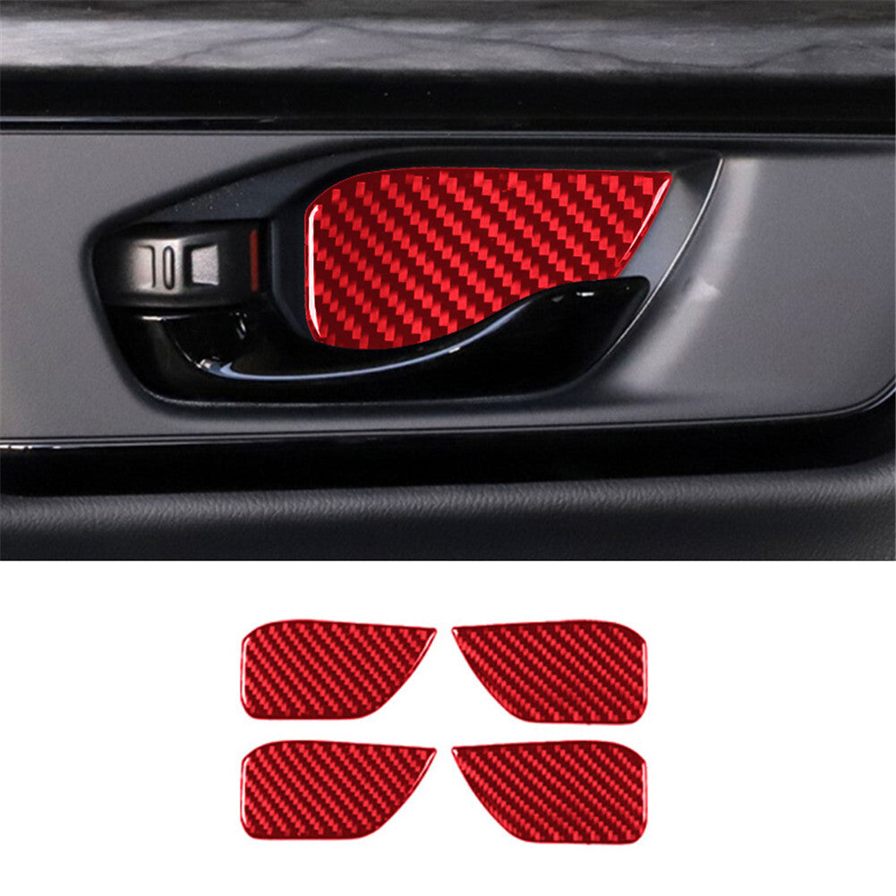 4x Red Carbon Fiber Interior Door Bowl Panel Cover Trim for Honda CR-V 2017-2021
