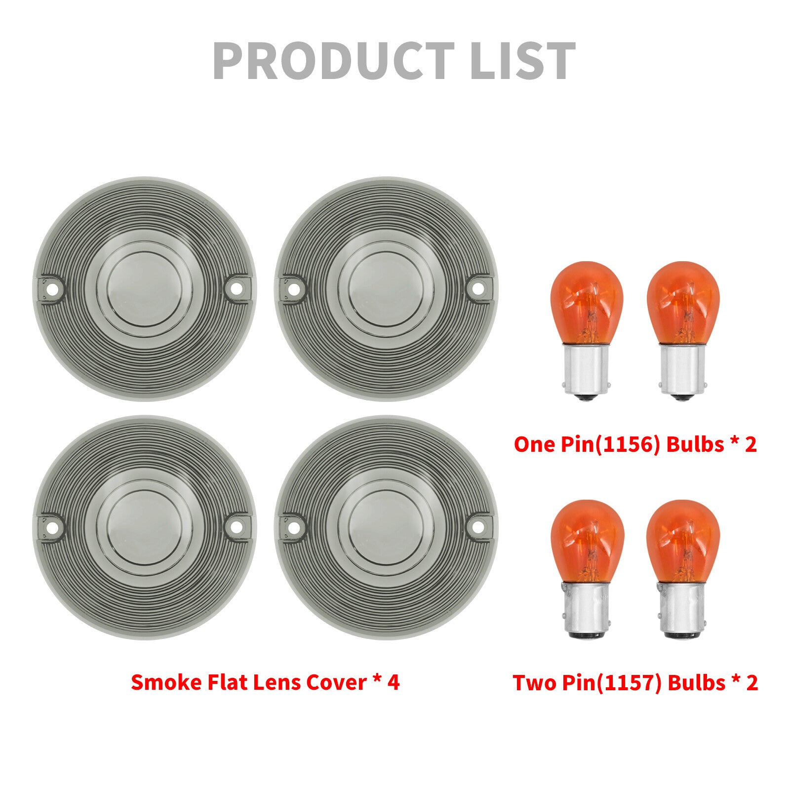 Smoke Turn Signal Lens Cover w/ 4pcs Bulbs for Harley Touring Road Electra Glide