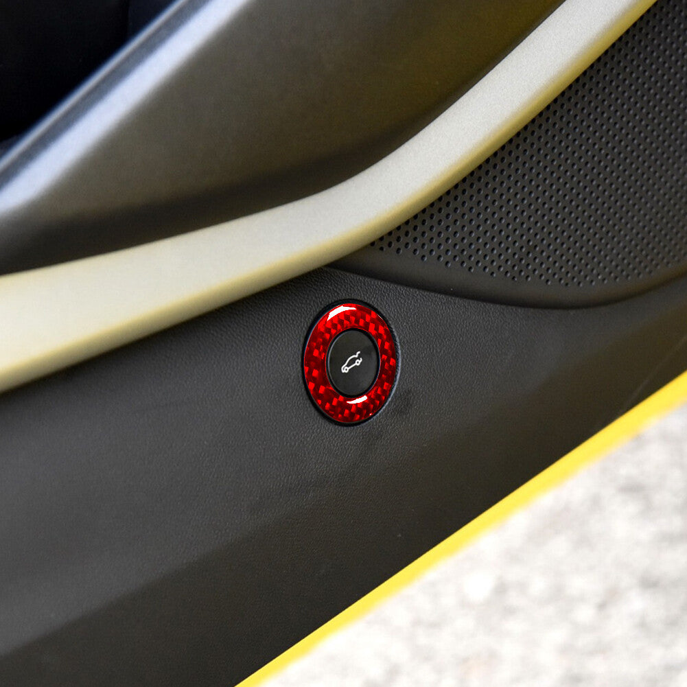 Carbon Fiber Rear Trunk Switch Button Trim Ring for Chevrolet Camaro 2016-18 Red