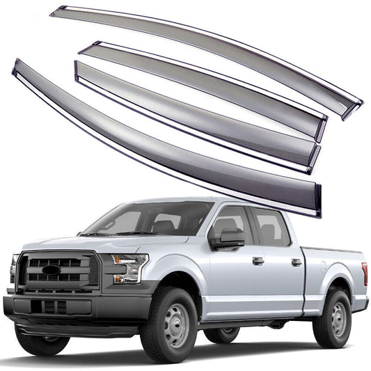 4X Sun Rain Guards Window Visor Wind Deflector Vent for 2015-2020 for Ford F-150 4dr