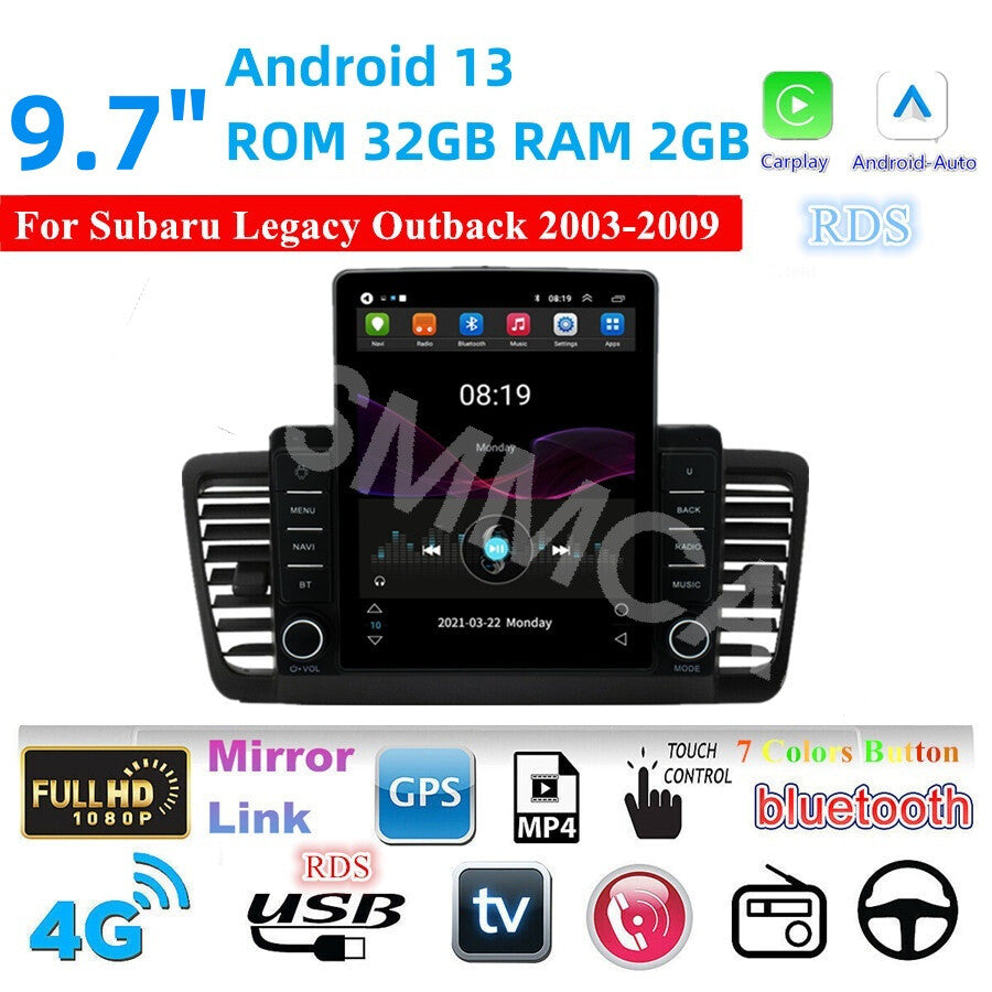 For Carplay Android 13 Car Stereo Radio Player Fit for Subaru Outback 2003-2009