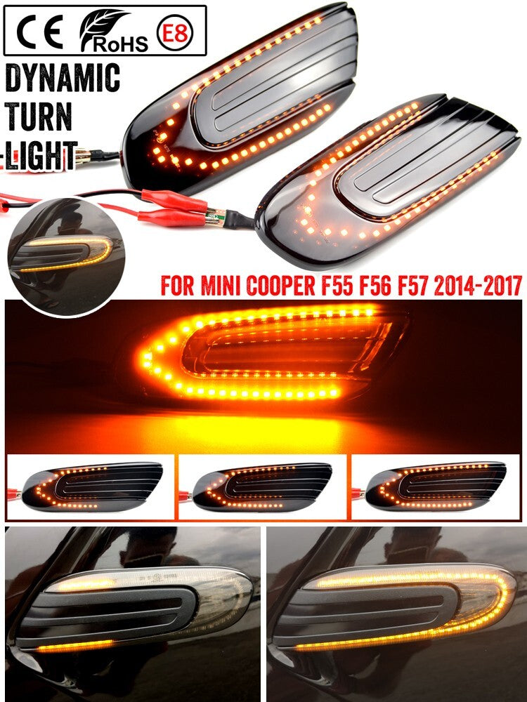 Dynamic Smoke LED Side Turn Signal Lamp for Mini Cooper F55 2014 2015 2016 2017