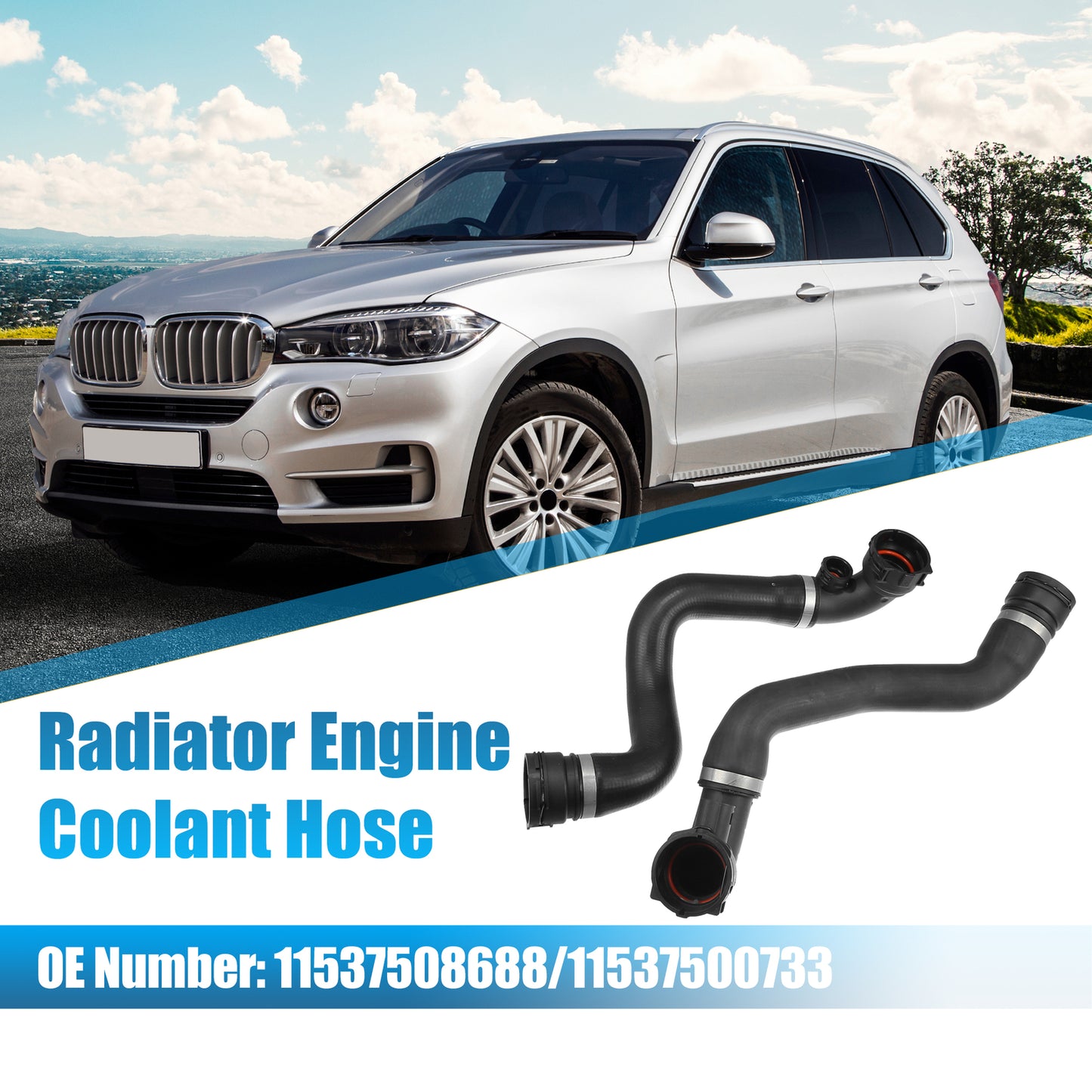 One set of upper and lower radiator coolant hoses suitable for BMW X5, part number 11537508688