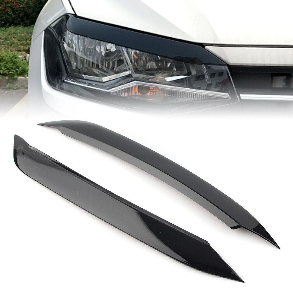 2x Headlight Lamp Eyebrow Eyelid Molding Trim Lid Cover Fit for VW Polo 2019+
