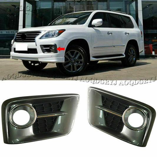 for LEXUS LX570 2012-2015 SPORT Style Glossy Gray Front Fog Lamp Cover Trim 2Pcs
