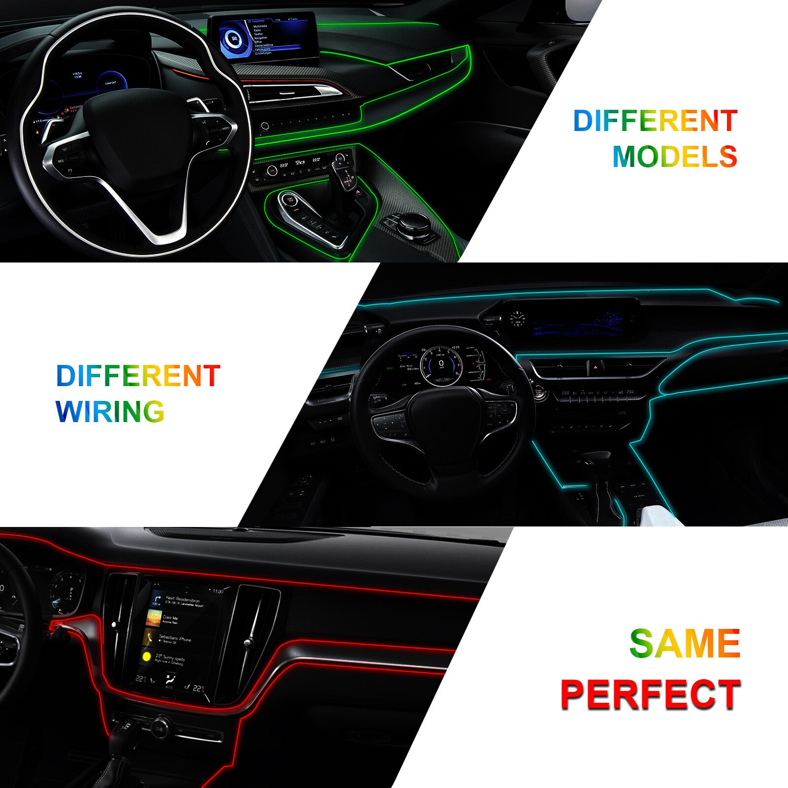 Car Indoor Atmosphere LED Light Strip Wire Lamp Pipe Decor Accessories 4M RGB