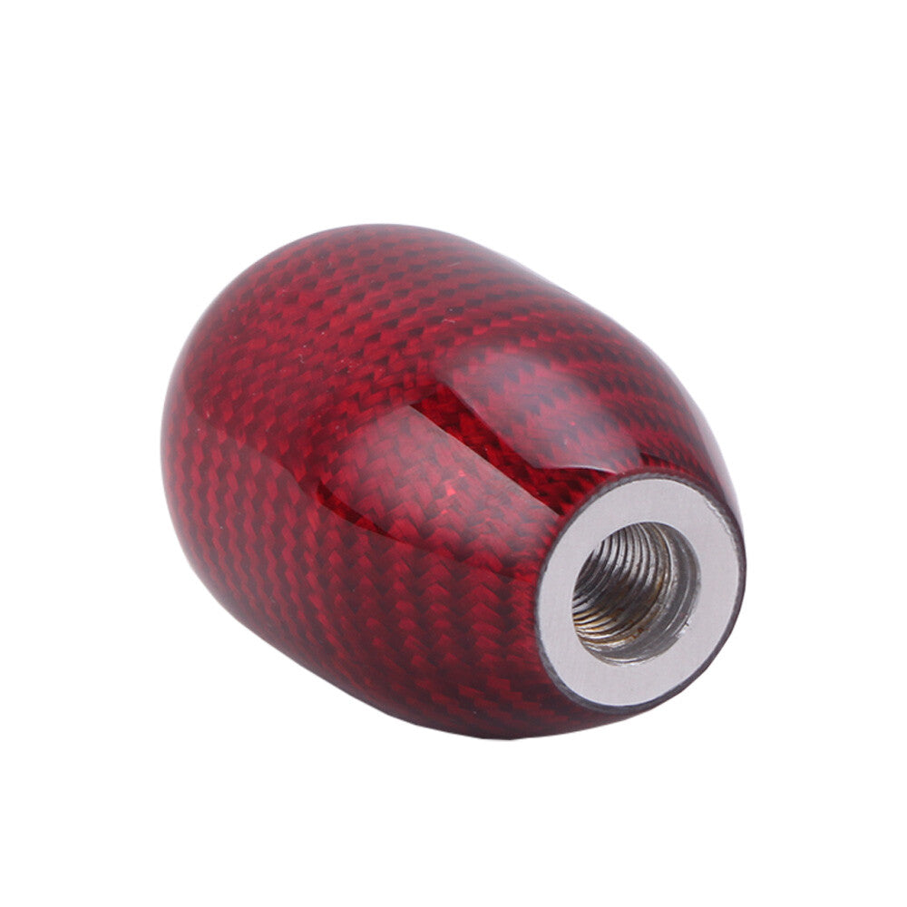 Car Gear Shift Knob Oval Ball Shape Carbon Fiber Silver Universal with Adapters