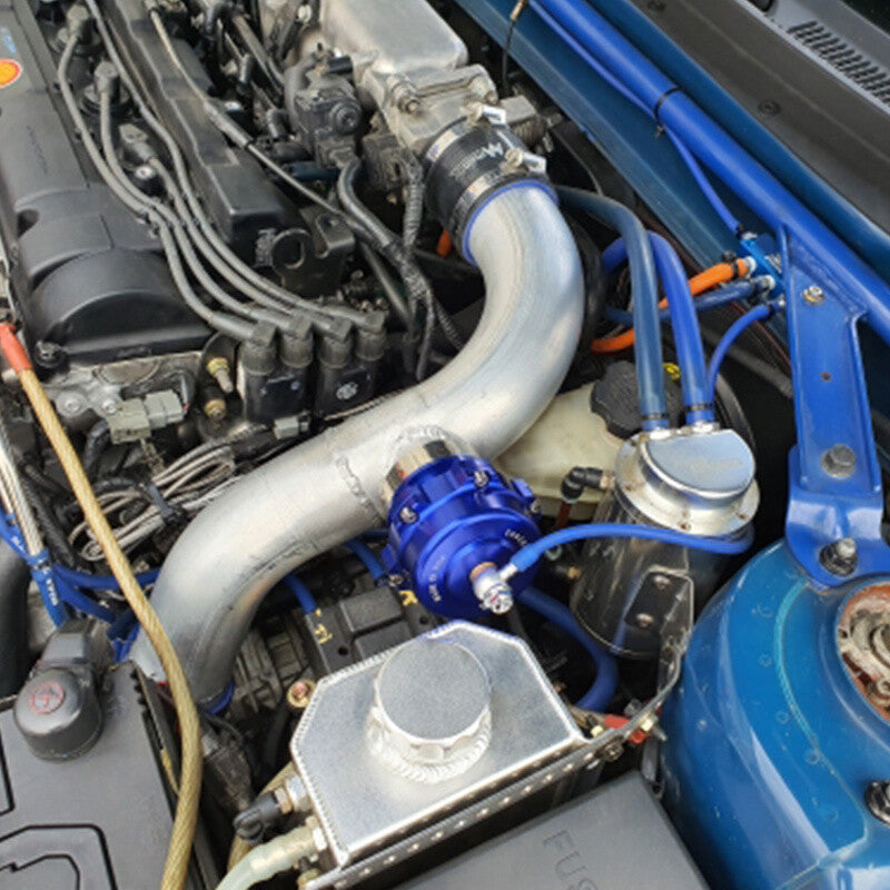 Blue Universal 50mm Blow Valve (BOV) with V-band Flange Clip, Spring, and O-ring Kit