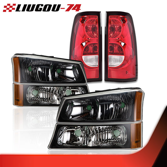 Suitable for 2003-2006 Silverado models, black exterior, headlights with parking lights + taillights (new product).