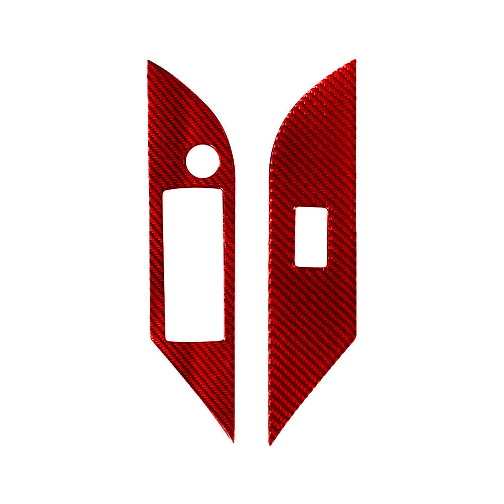 Red Carbon Fiber Front Door Control Cover Trim for Toyota Hilux 2015-2021 Type B