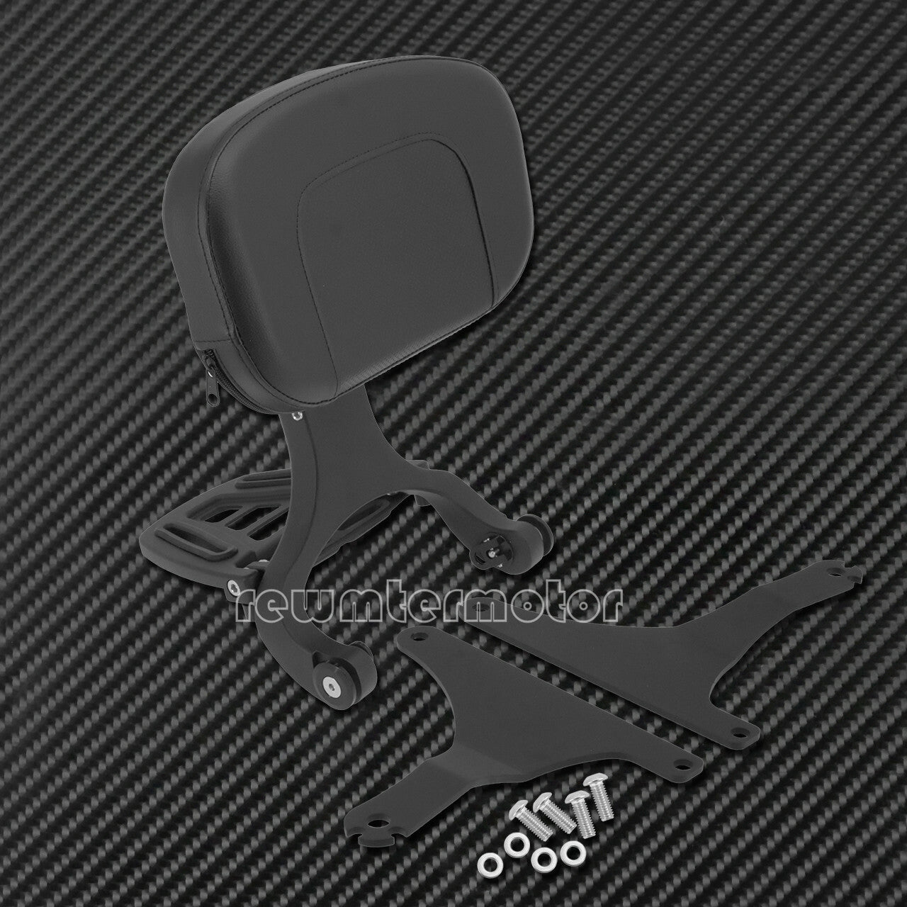 All Black djustable Driver  Passenger Backrest Fit for Harley Fat Boy 2008-2017