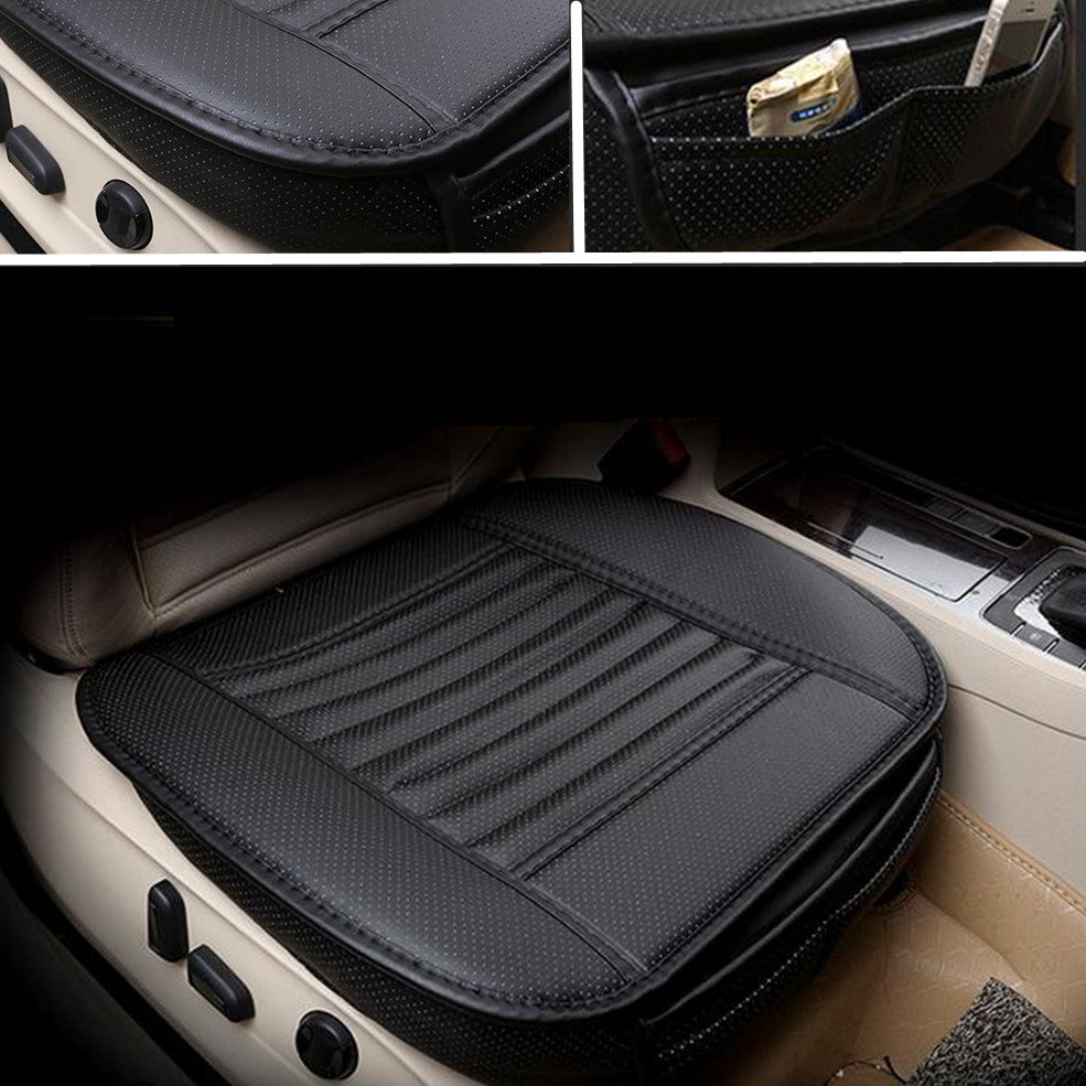 Car Auto 1x PU Leather Bamboo Charcoal Breathable for Seat Cushion Pad Cushion Black