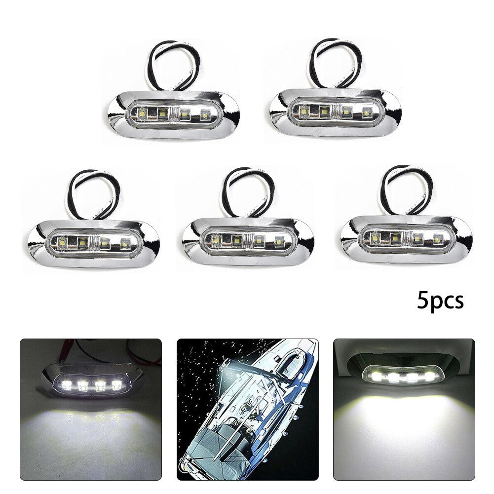 5x Marine Boat LED Courtesy Lights Cabin Deck Walkway Stair Light White 12V -24V