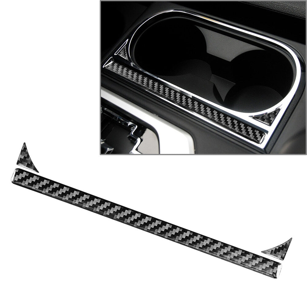 LHD Cup Holder Panel Cover Trim for Toyota Tundra 2014-2021 Carbon Fiber Black