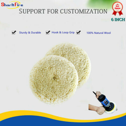 6-inch 100% wool hook-and-loop grip with cushioning pad for compound cutting and polishing