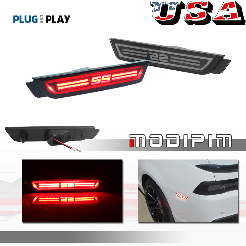 SS Style Red LED Rear Bumper Reflector Side Marker Lights for Chevrolet Camaro 10-15