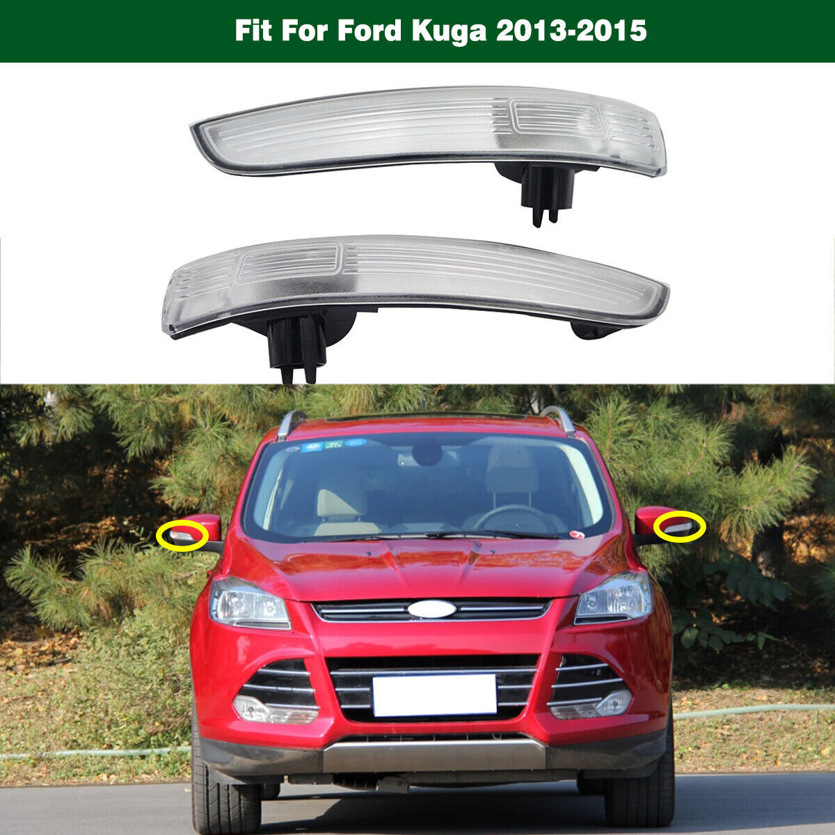 2PC WING DOOR MIRROR LIGHT INDICATOR TURN SIGNAL LAMP for Ford Escape 2013-2016