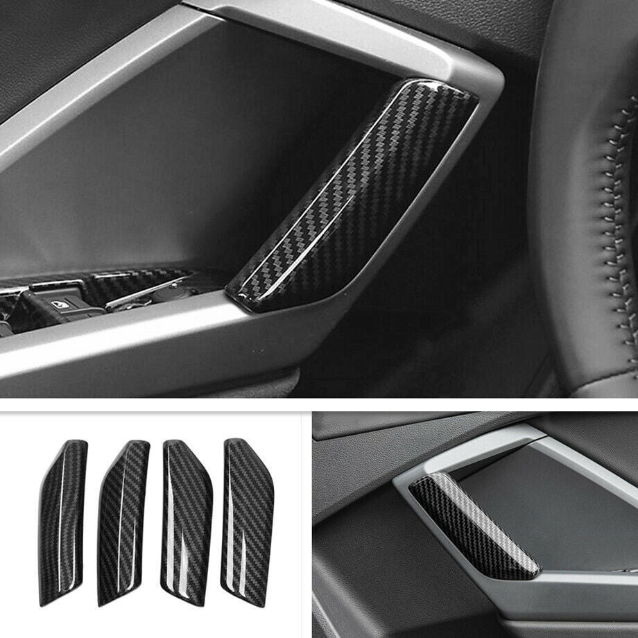 2019-2024 for Audi Q3 ABS Carbon Fiber Interior Door Armrest Decor Cover Trim 4P