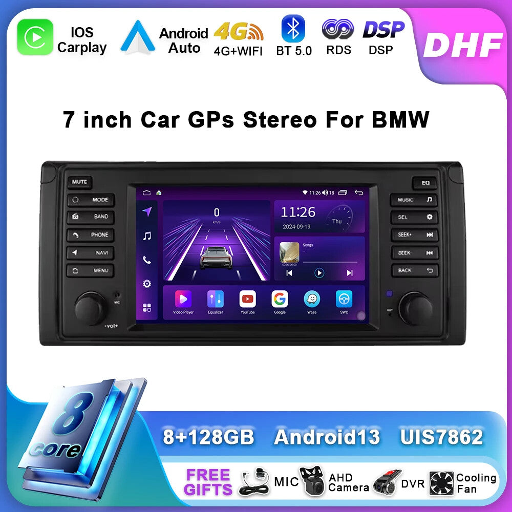 Android CarPlay Car Radio for BMW 5 Series E39 for X5 E53 M5 GPS Navi Stereo Player
