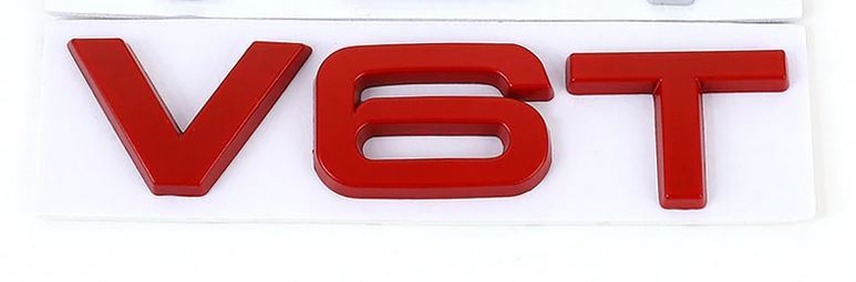 2-Pack for Audi V6T Side Fender Rear Badge Stickers Red A3 for A4 for A5 for A6 A7 for A8 Q3