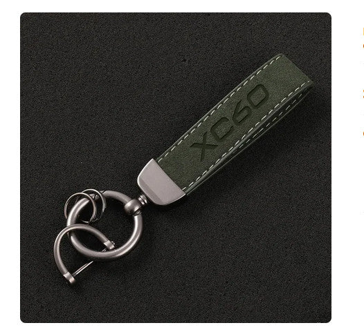 Suitable for Volvo XC60 car keychain, automatic key ring, suede accessory, gift, green.