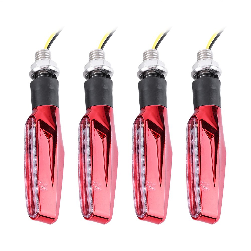 Hot 4x Motorcycle 9 LED Turn Signal Indicator Light Blinker Lamp Amber Light Red
