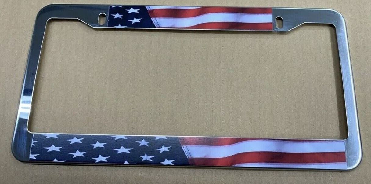 Car license plate frame cover, rear trunk American flag chrome plating, suitable for Genesis 1x