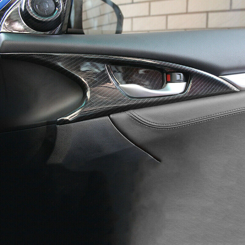 Inner Door Handle Bowl Frame Cover Trim ABS Carbon Fiber for Honda for Civic 2016-21