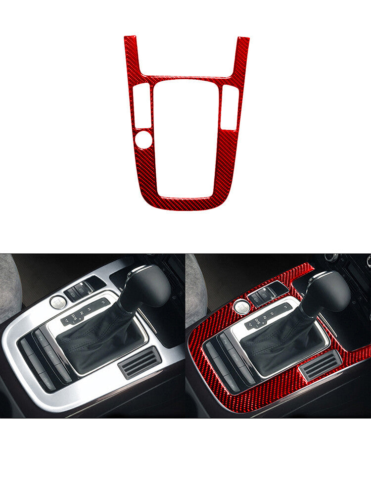 for Audi Q5 2009-2017 Red Gear Shift Frame Trim Cover Decoration Carbon Fiber