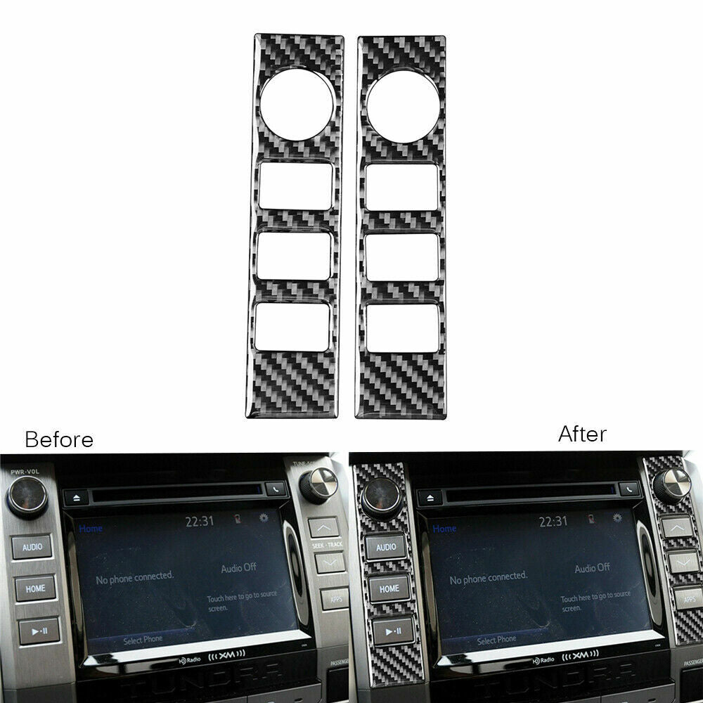 2Pcs Carbon Fiber Interior Switch Panel Cover Fit for Toyota Tundra 2014-18
