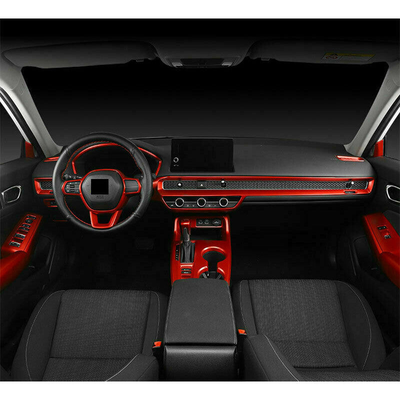 2x for Honda for Civic 2022-23 Sedan Red ABS Center Console Molding Trim Strip Cover