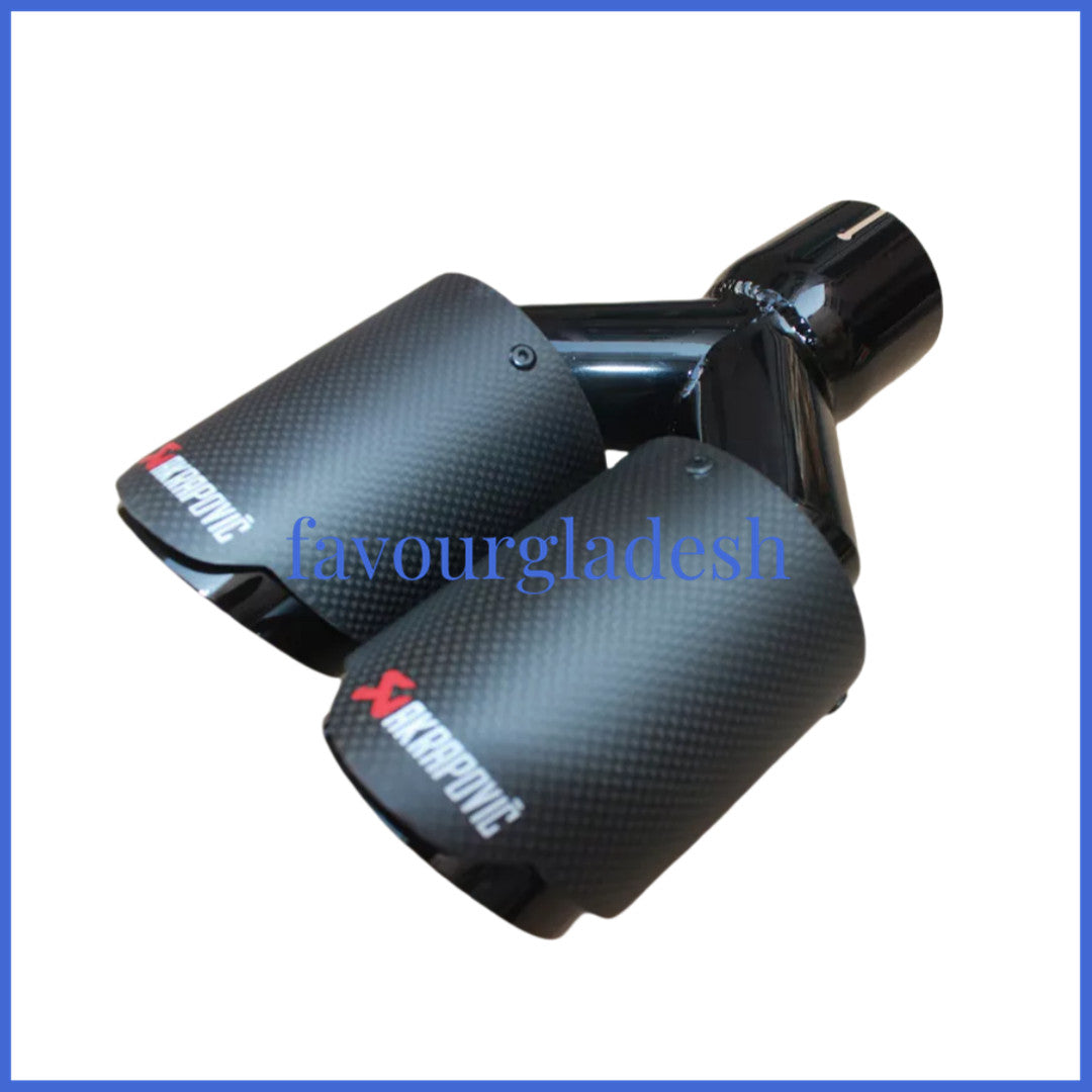 1PCS ID:63mm OD:89mm Akrapovic Carbon Fiber Matt Black Exhaust Tip Dual Pipe