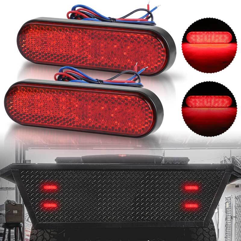 2X Motorcycle Reflector LED Running DRL Rear Brake Stop Tail Light For UTV ATV