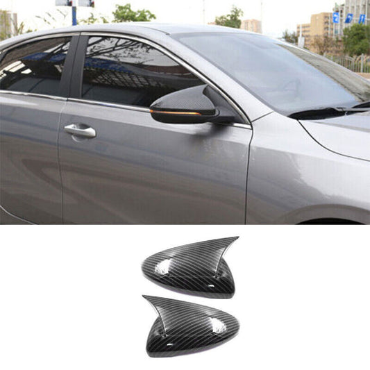 for Kia Forte 19-23 Carbon Fiber ABS Ox Horn Rear View Mirror Cover Cap Trim 2P
