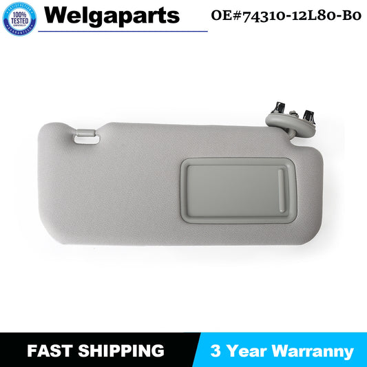 1x Gray Sun Visor Right Side With Mirror 74310-12L80-B0 For 09-13 for Toyota for Corolla