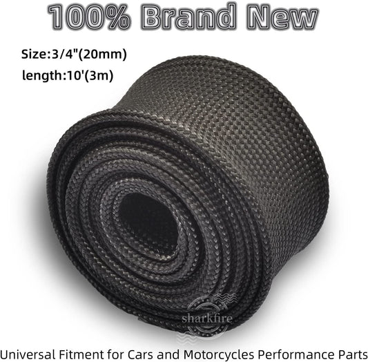Adjustable hose with heat-resistant glass fiber shield, 10 ft - 20 mm 3/4