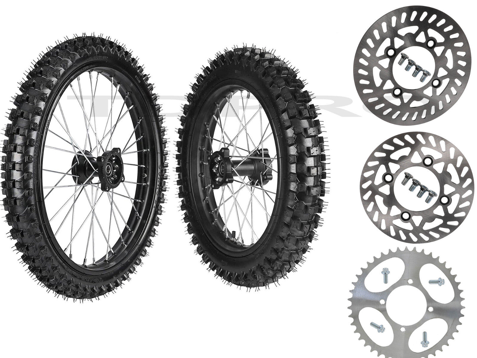 Front 70/100-19 + Rear 90/100-16 rim assembly for Dirt Pit bicycle XR100 TTR