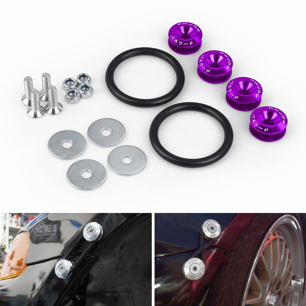 Purple JDM Quick Release Fasteners Car Bumpers Trunk Fender Hatch Lids Kit