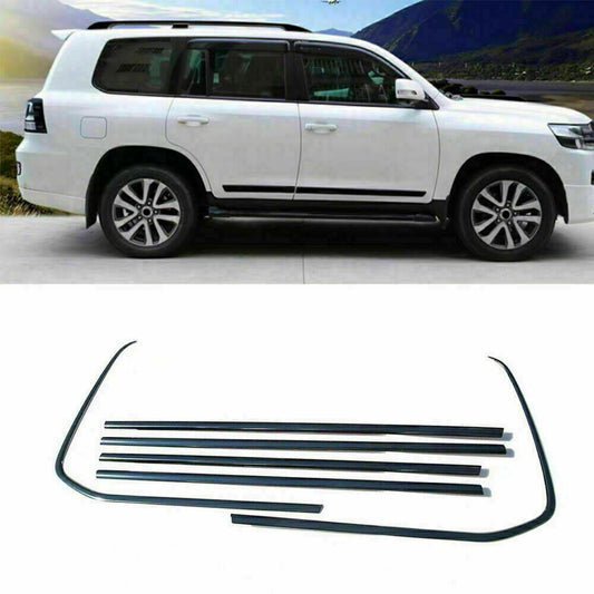 for Land Cruiser 2008-20 LC200 Black Steel Lower Window Sill Trim Molding Cover