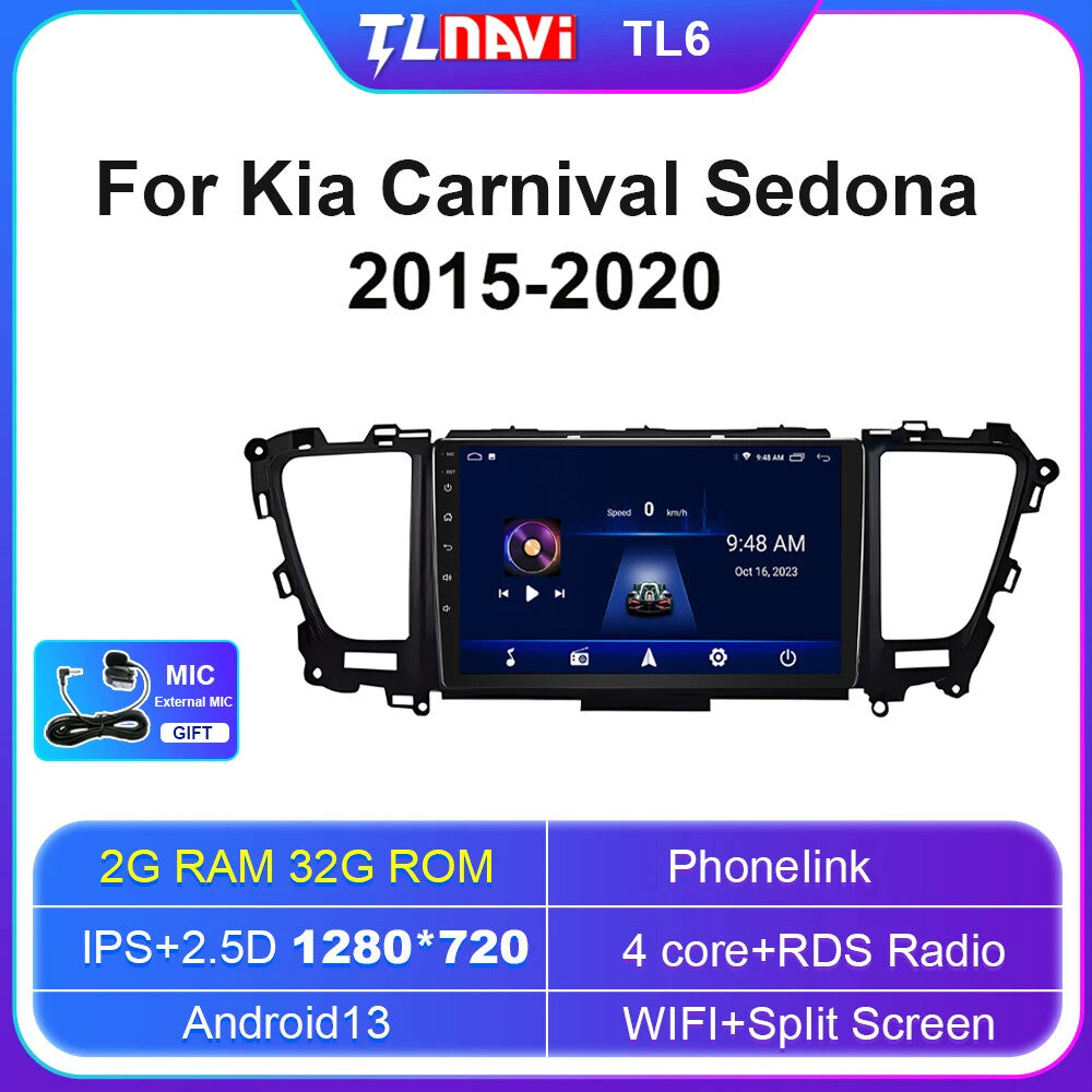 15-20 Car Radio for Kia Carnival YP Sedona GPS Carplay Multimedia Player Screen