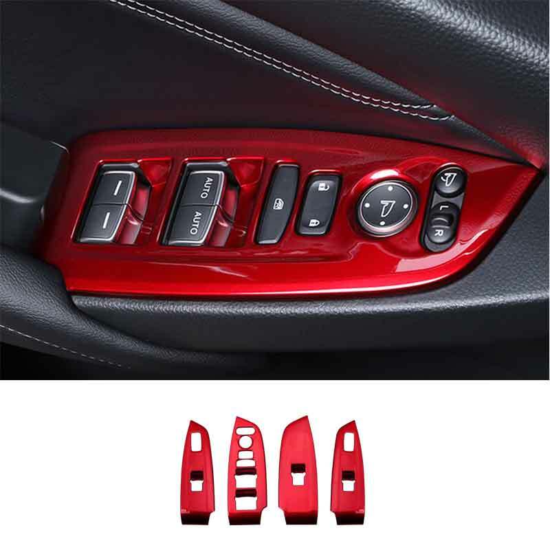 4pcs ABS Red Window Lift Panel Switch Cover Trim for Honda Accord 10th 2018-2021