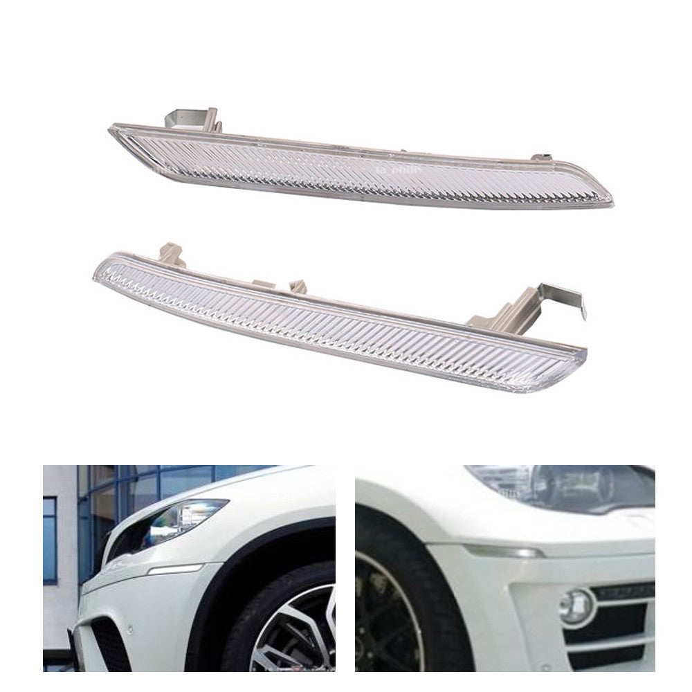 Clear Front Bumper Side Marker Reflector Light for BMW X6 E71 E72 2007-2014 Set