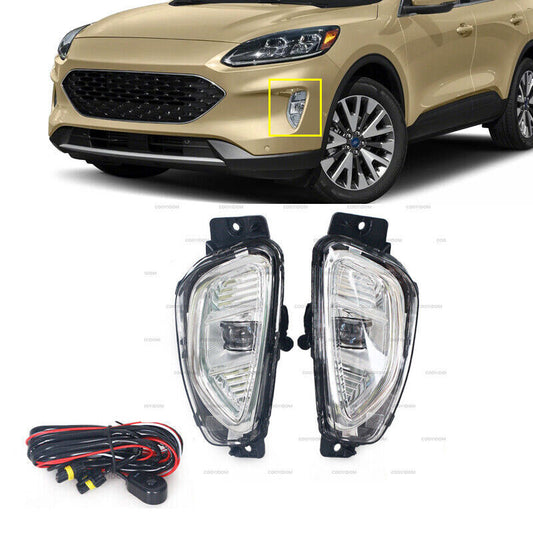1Set for Ford Escape 2020-2022 LED Fog Light Fog Lamps W/Cover Bezel Switch Wire