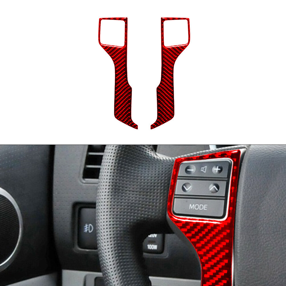 Red Carbon Fiber Steering Wheel Button Trim for Toyota Tacoma 2012-2015 Type-B