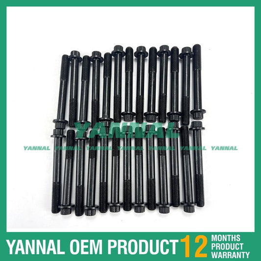 A set of 26 cylinder head bolts is suitable for Isuzu engines 6HK1, 6HK1T, 6HE1, and 6HH1.