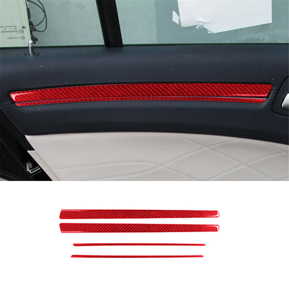 for Chrysler 300 2015-2017 Red 4Pc Rear Door Trim Strip Cover Decor Carbon Fiber