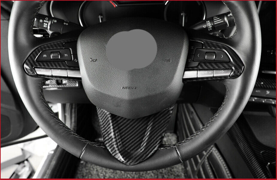 Steering Wheel Sheet Frame Cover Trim 3PCS Carbon Fiber for Cadillac CT4 2020-24
