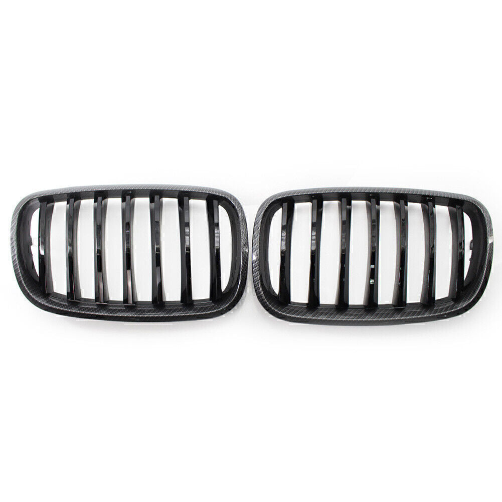 Carbon Style Frame Gloss Black Car Front Grille Fit for BMW E70 X5 E71 X6 2008-2013
